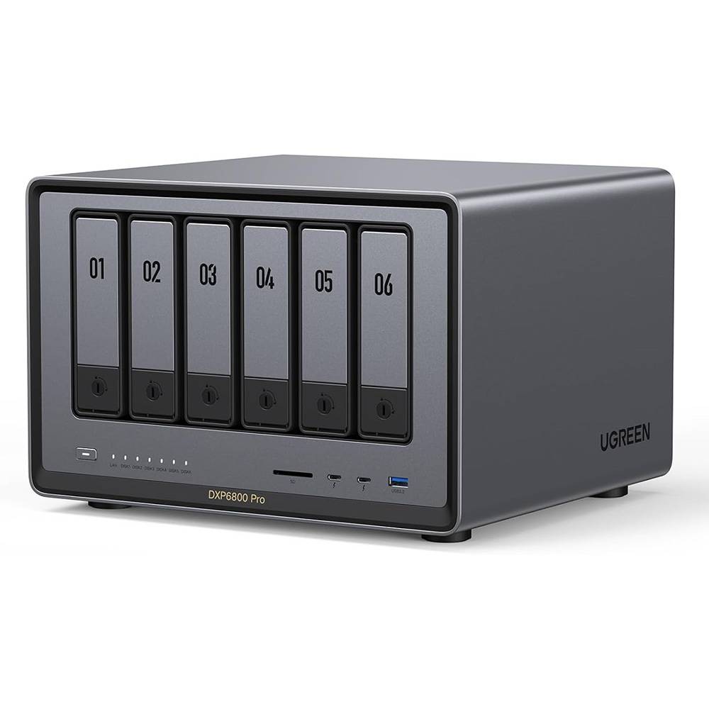 NAS UGREEN NASync DXP6800 Pro , 6 Baías , CPU Intel Core i5-1235U , SSD 128GB , RAM 8GB , 6x SATA , 2x M.2 SSD , LAN 2x 10GbE