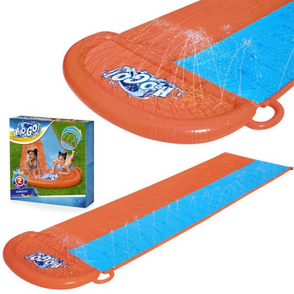 Bestway Escorrega de Água Duplo 488cm Laranja/Azul