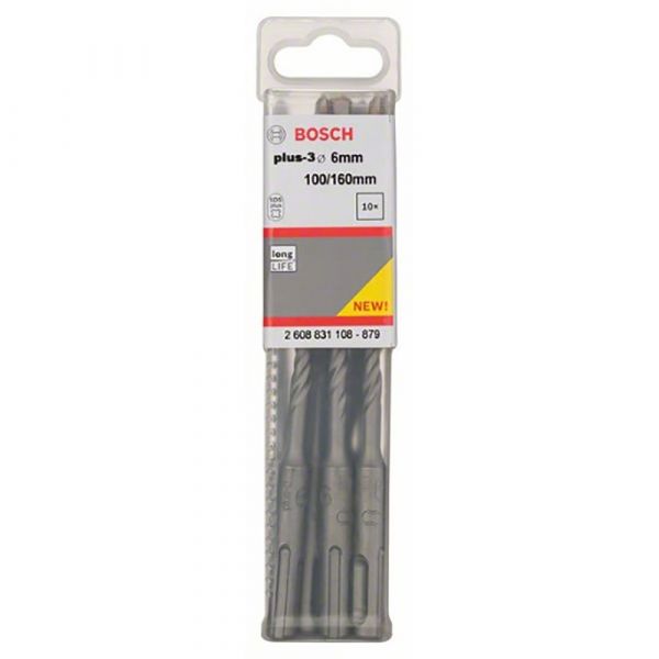 Bosch Broca Professional Sds Plus-3 6x100x160 Mm Concrete Drill 10 Unidades Prateado