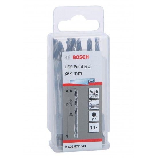 Broca HSS PointTeQ Hex, 4,0 mm, 10 unidades refª 2608577543 BOSCH