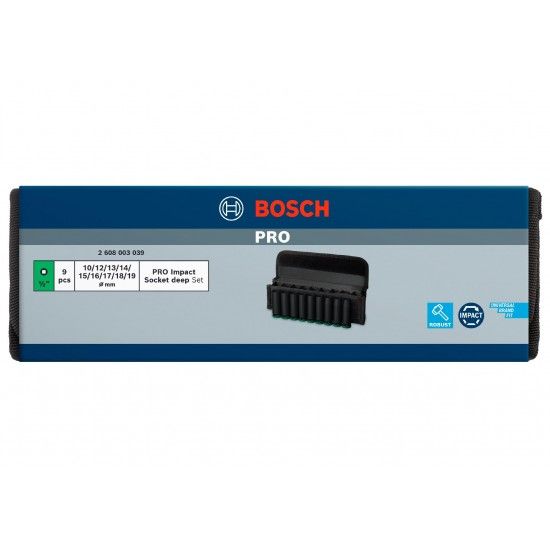 Pontas de aparafusar e chaves de caixa PRO Impact Socket Set, 1/2", profundas, 9 peças refª 2608003039 BOSCH