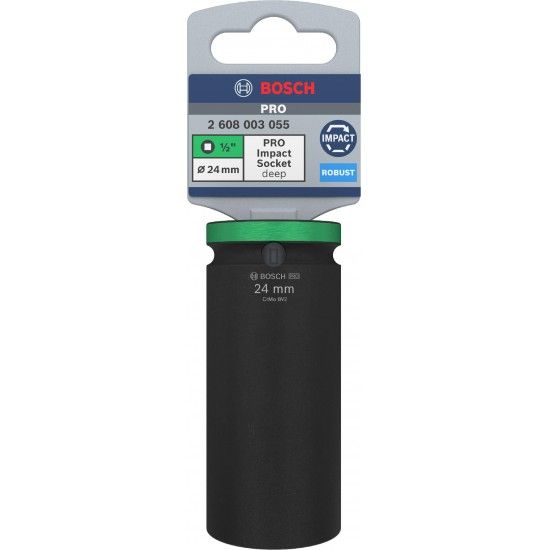 Pontas de aparafusar e chaves de caixa PRO Impact Socket, 1/2", 24 mm, profundas refª 2608003055 BOSCH