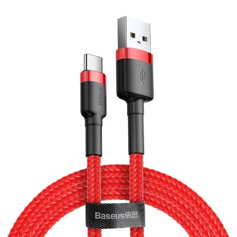 Cabo Baseus Cafule USB-A p/ USB-C 3A 1m Vermelho