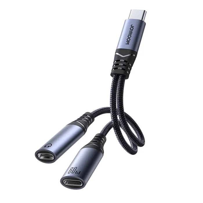 Adaptador 2 em 1 Joyroom SY-C03 / USB-C para 2 x USB-C / Preto