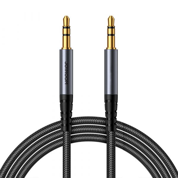 Joyroom SY-A08 Cabo de Áudio AUX 3.5mm Macho para Macho Trançado 1.2m Preto