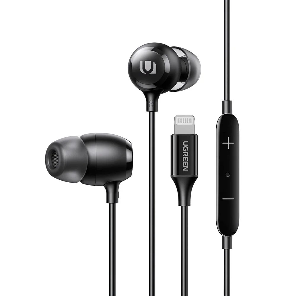 Headphones UGREEN In-Ear Lightning Pretos