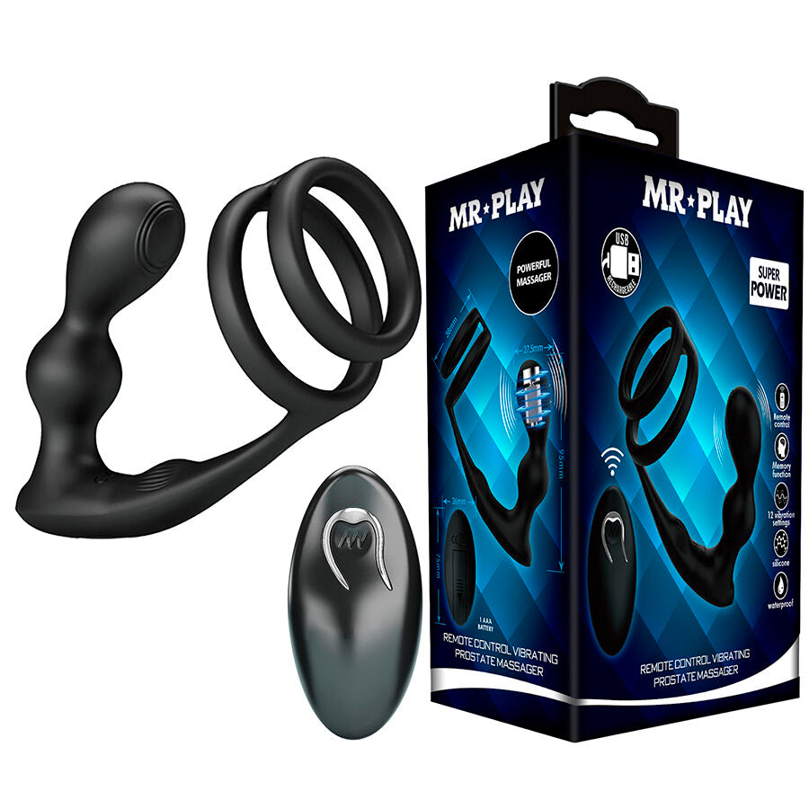 MR PLAY - PLUG ANAL VIBRATÓRIO COM ANEL PENIANO E CONTROLE REMOTO