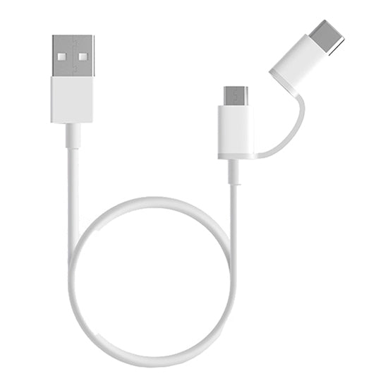 Cabo de Dados Xiaomi 2 em 1 USB p/ Micro USB + USB-C 1m