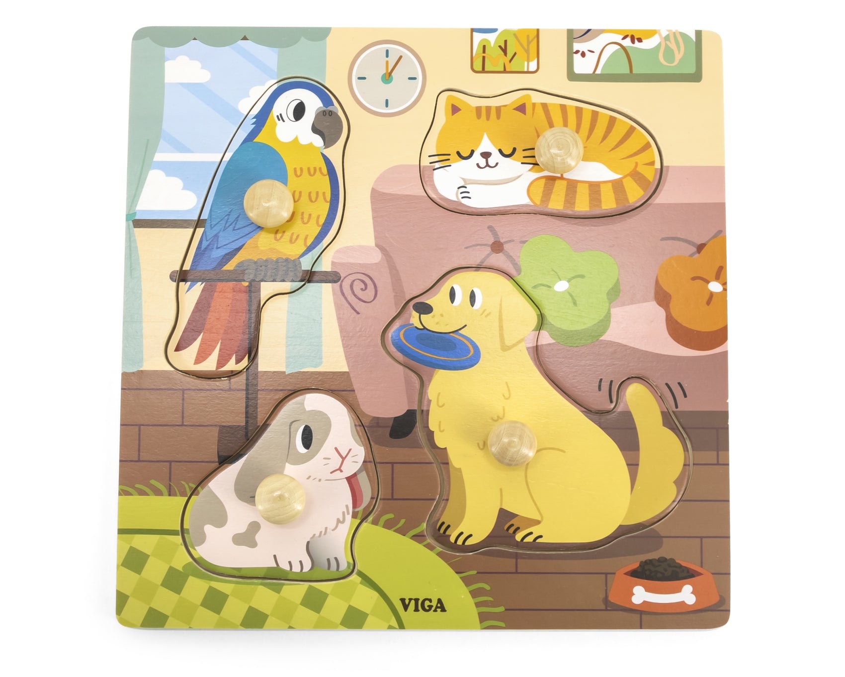 Puzzle Com Pegas Animais Viga