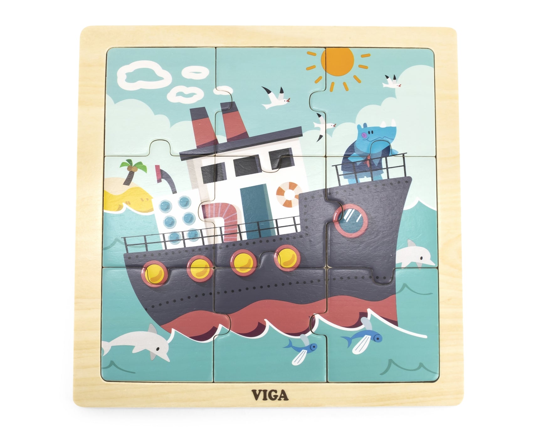 Puzzle Em Bloco De 9 Peças Navio Viga