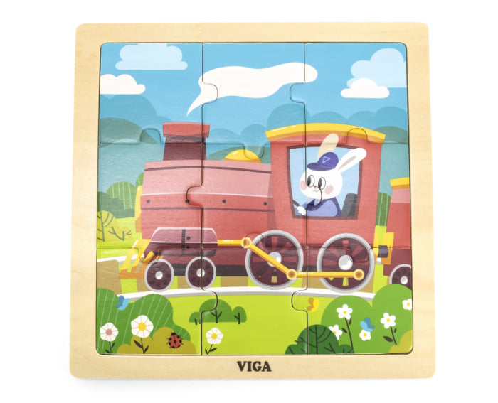 Puzzle de madeira de 9 peças Viga Comboio