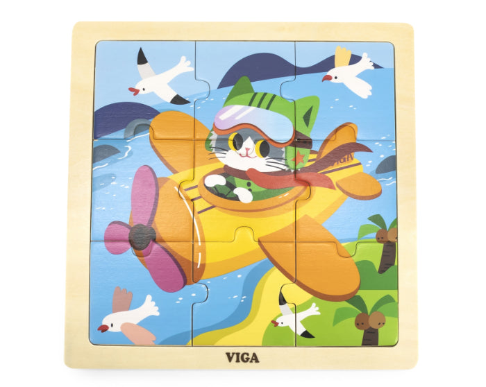Puzzle de madeira de 9 peças Viga Avião