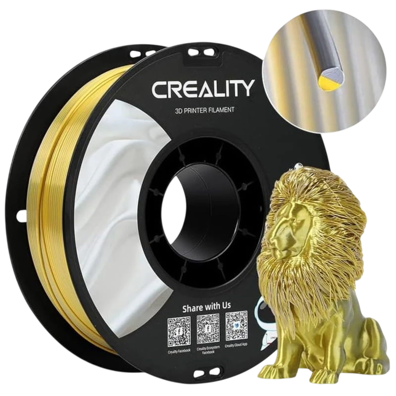 Creality Filamento para Impressora 3D CR-Silk PLA 1,75mm 1kg Ouro/Prata
