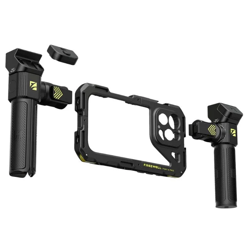 Freewell Genius Rig Mount Kit iPhone 16 Pro Vlogging Rig com Tripé e Comando Bluetooth