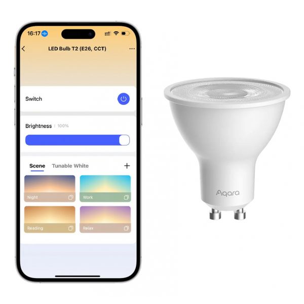 Aqara Lâmpada Inteligente LED T2 GU10 CCT Matter Zigbee 3.0 Bluetooth