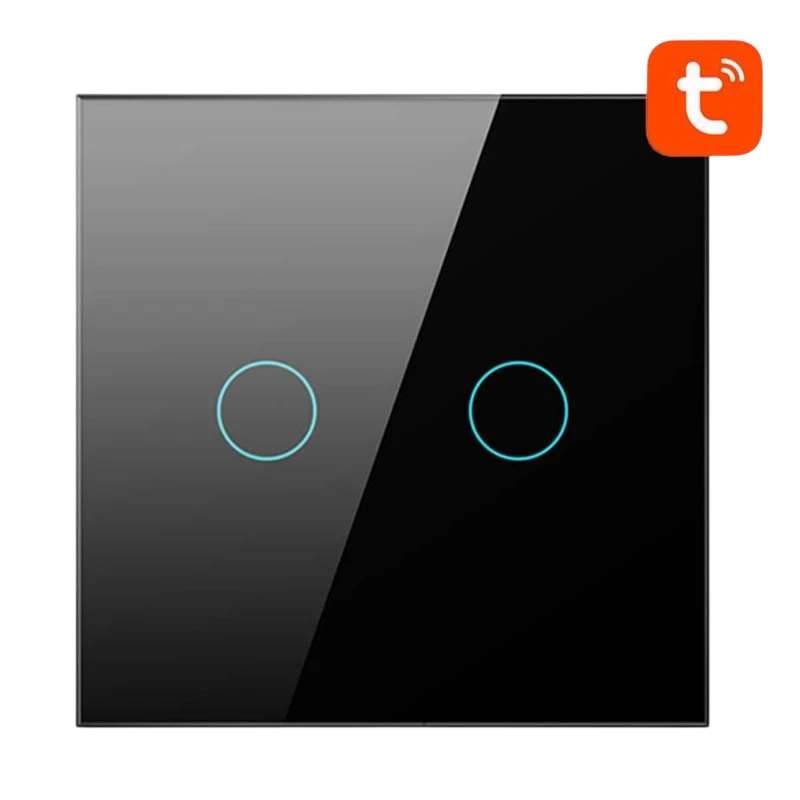 Avatto Interruptor Táctil Inteligente TS02-EU-B2 Wi-Fi 2 Botões Preto