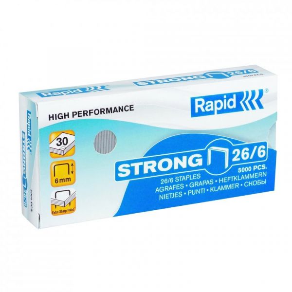 Rapid Caixa de 5000 Agrafos Fortes (26/6) 6mm Galvanizados - 24862000