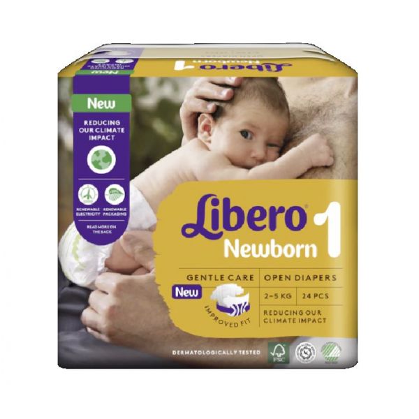 Libero Newborn Tamanho 1 Fraldas 24 Unidades