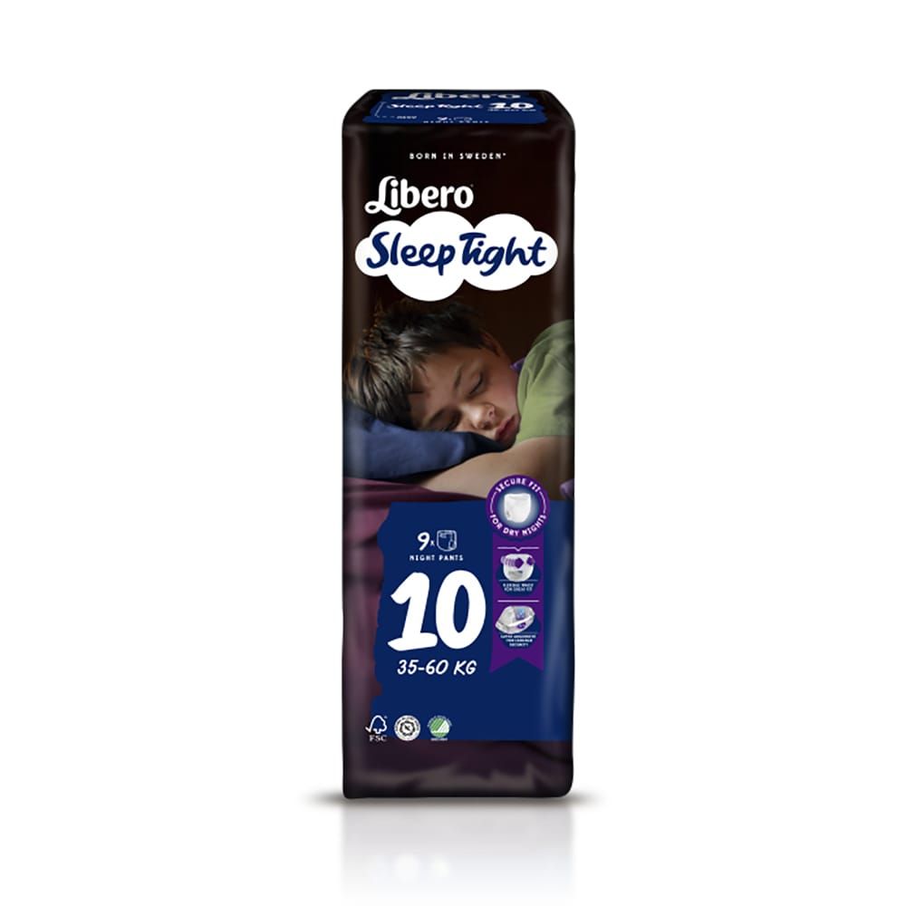 Libero 10 Sleep Tight Cuecas Absorventes para Noite 35-60 Kg