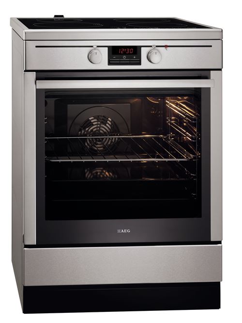 Fogão AEG 47036IU-MN | Elétrico | 85x59,6x60 cm | 74 L | 4 Zonas | Aço inoxidável