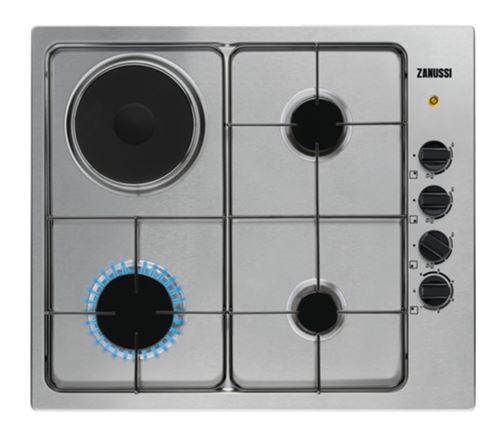 Placa Mista Zanussi ZGM64300X | 58 cm | 4 Zonas | Aço inoxidável