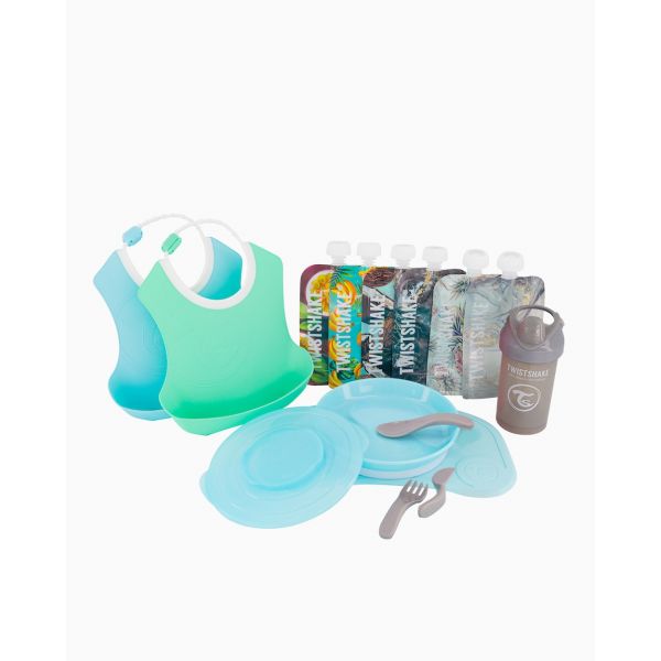 Twistshake Babetes + Talheres + Copo + Sacos Reutilizáveis Azul