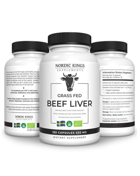 Beef Liver Bio 100% Grass Fed - 180 Cápsulas - Nordic Kings
