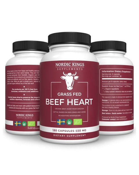 Beef Heart Bio 100% Grass Fed - 180 Cápsulas - Nordic Kings
