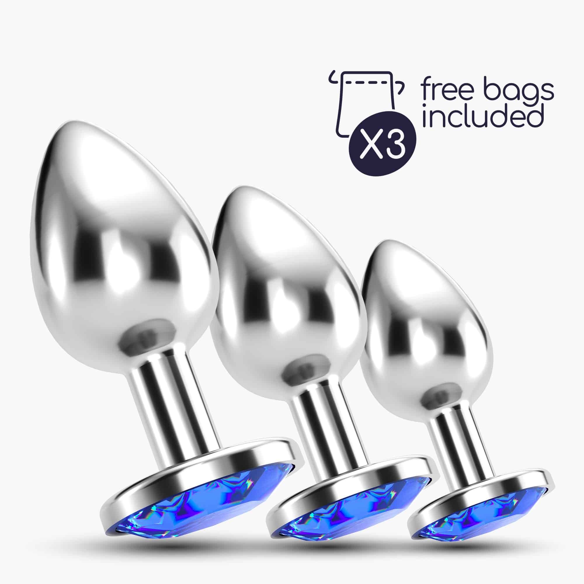 Crushious – Anal Train Trio Bijou Azul Com Bolsas Individuais Grátis