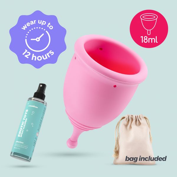 Crushious Copo Menstrual Minerva XS com Bolsa e Limpador de Brinquedos 150ml