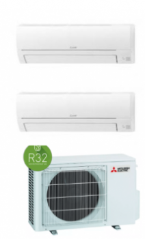Sistema de Ar Condicionado Multi-Split Mitsubishi Electric MXZ-3HA50VF com Unidades Interiores MSZ-HR50VF e MSZ-HR35VF – Climatização Eficiente para 2 Divisões (24m² e 36m²)