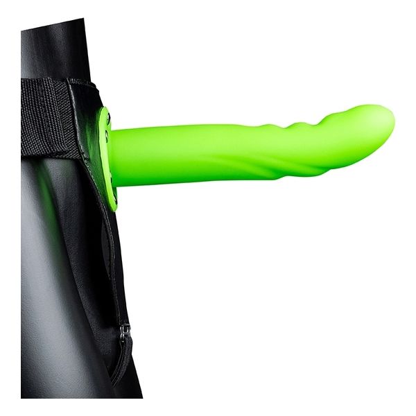 Shots Toys Strap On Ouch! Hollow Strap-On Textured Curved Metallic Cinzento Verde - EP272596GN