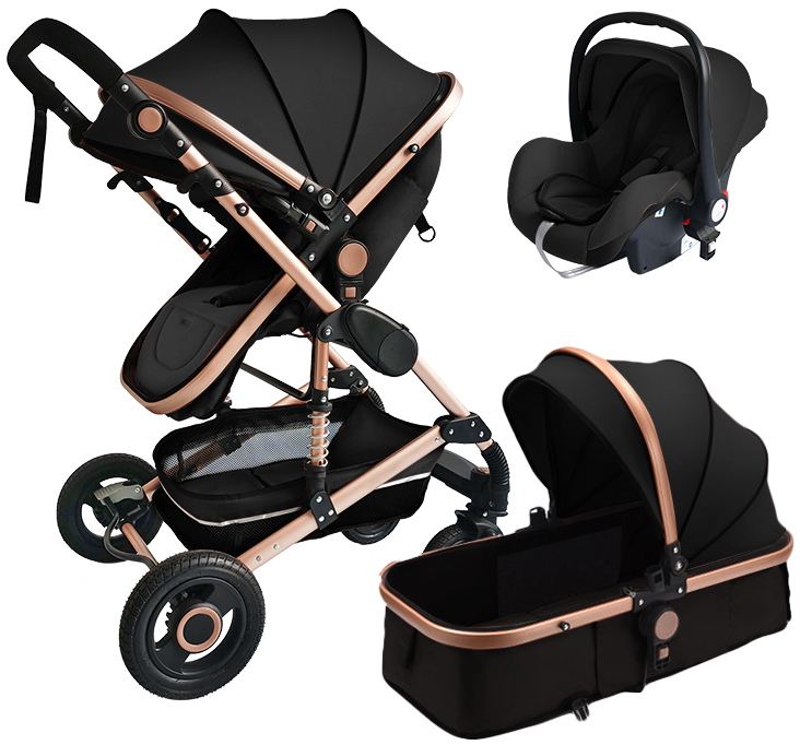 Carrinho Multifuncional 3 in 1 I-Size B.Active X-Go Black Gold