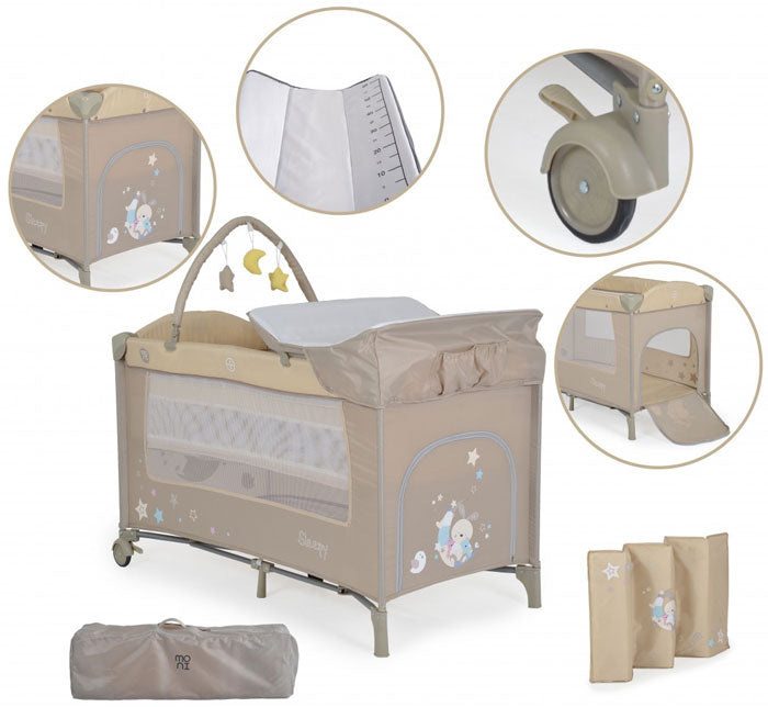 Cama de viagem Moni Sleepy Beige