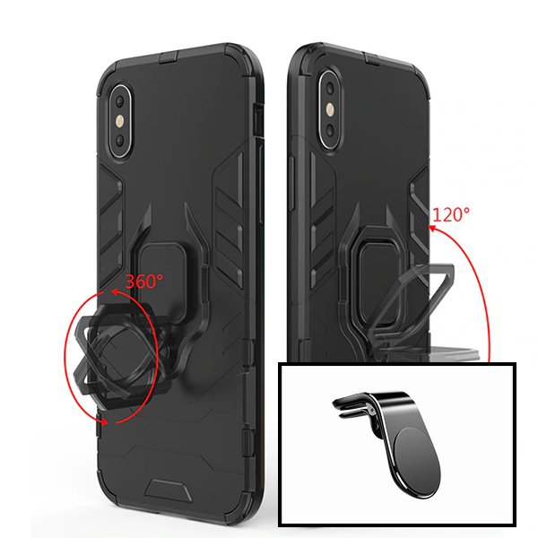 Kit Suporte Magnético L Safe Driving Carro + Capa 3X1 Military Defender para Xiaomi Redmi 9A Sport