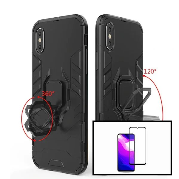 Kit Vidro Premium Full Cover + Capa 3X1 Military Defender para Xiaomi Redmi 9A Sport