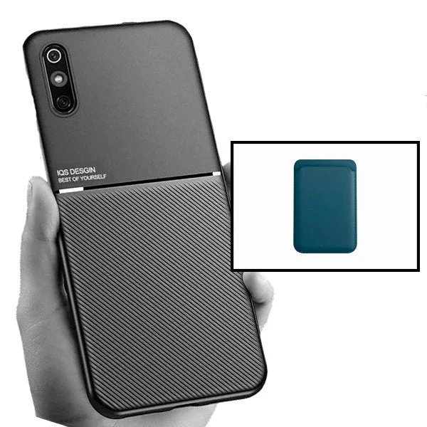 Kit Capa Magnetic Lux + Magnetic Wallet Azul para Xiaomi Redmi 9A Sport