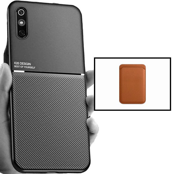 Kit Capa Magnetic Lux + Magnetic Wallet Castanho para Xiaomi Redmi 9A Sport