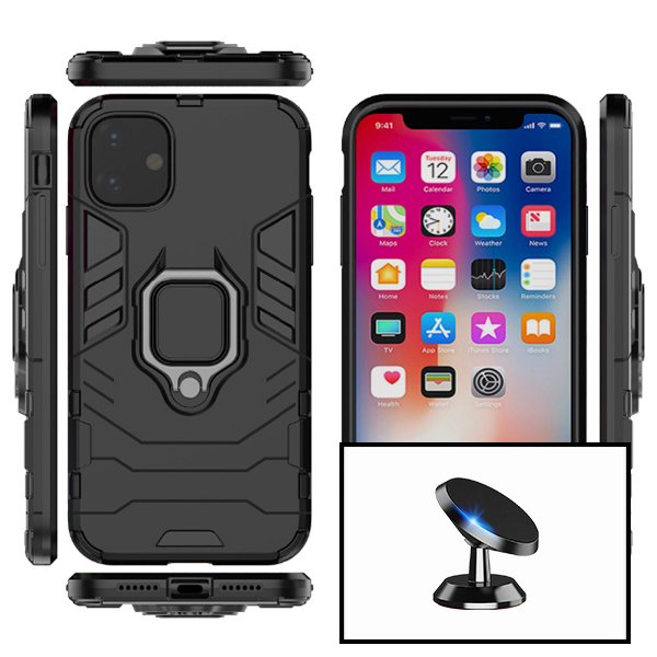 Kit Suporte Magnético de Carro + Capa 3X1 Military Defender para Xiaomi Redmi 9 Activ