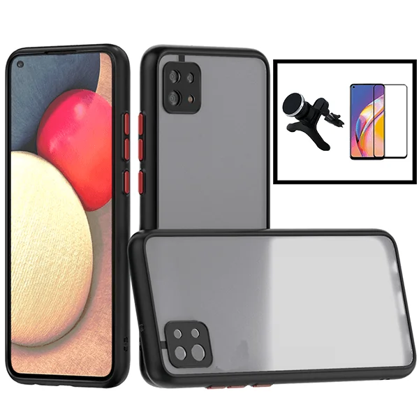 Kit Capa Anti Choque Camera Protection + Película 5D Full Cover + Suporte Magnético Reforçado de Carro para Xiaomi Mi 11 Lite 5G NE - Preto