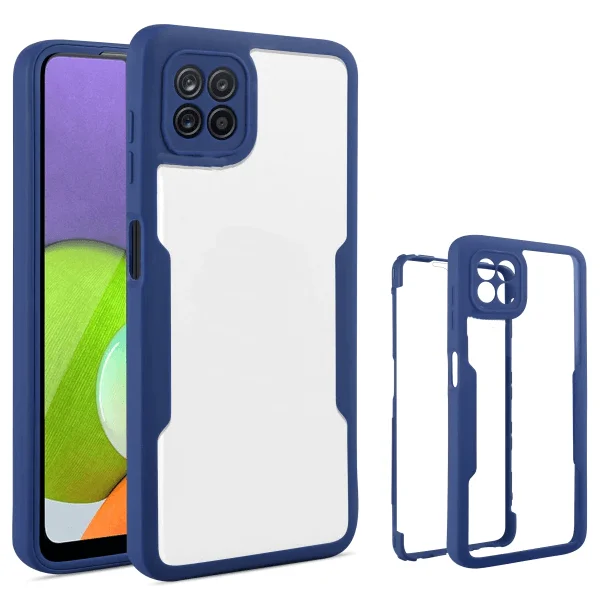Capa Anti-Crash 360 Protection á Prova de Choque Frente e Verso para Samsung Galaxy A22 5G - Azul EScuro