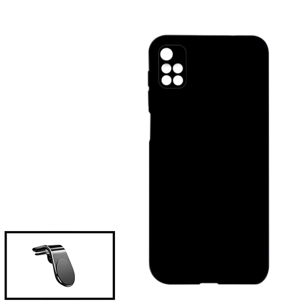 Kit Suporte Magnético L Safe Driving Carro + Capa Silicone Líquido para Xiaomi Redmi 10 - Preto