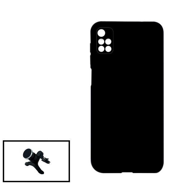 Kit Suporte Magnético Reforçado de Carro + Capa Silicone Líquido para Xiaomi Redmi 10 Prime - Preto
