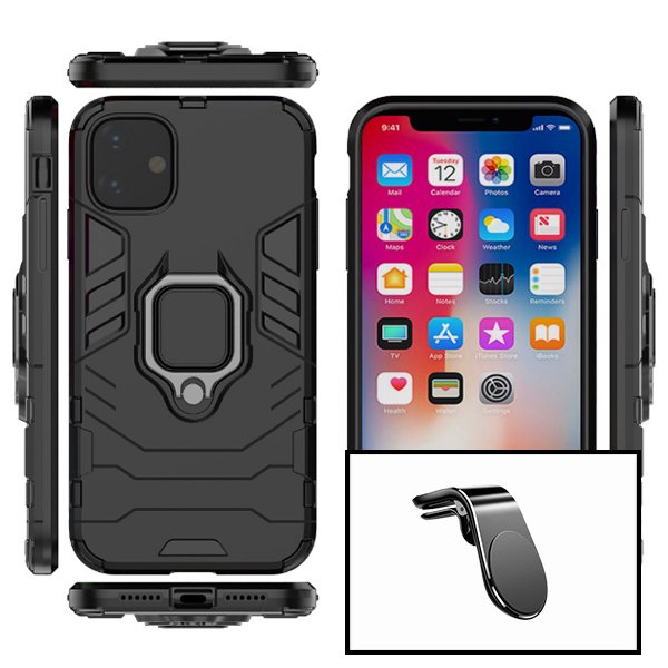 Kit Suporte Magnético L Safe Driving Carro + Capa 3X1 Military Defender para Xiaomi Poco C31