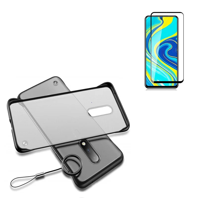Kit Vidro Premium Full Cover + Capa Invisible Bumper para Xiaomi Redmi Note 10 Lite