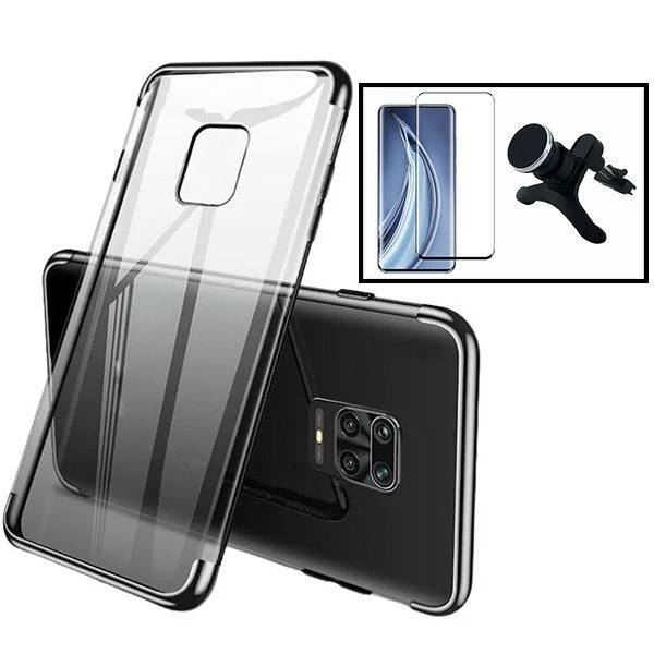 Kit Vidro Premium Full Cover + Capa SlimArmor + Suporte Magnético de Carro Reforçado para Xiaomi Redmi Note 10 Lite - Preto