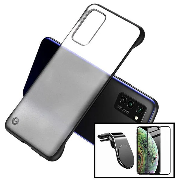 Kit Vidro Premium Full Cover + Capa Invisible Bumper + Suporte Magnético L Safe Driving Carro para Xiaomi Redmi Note 10 Lite