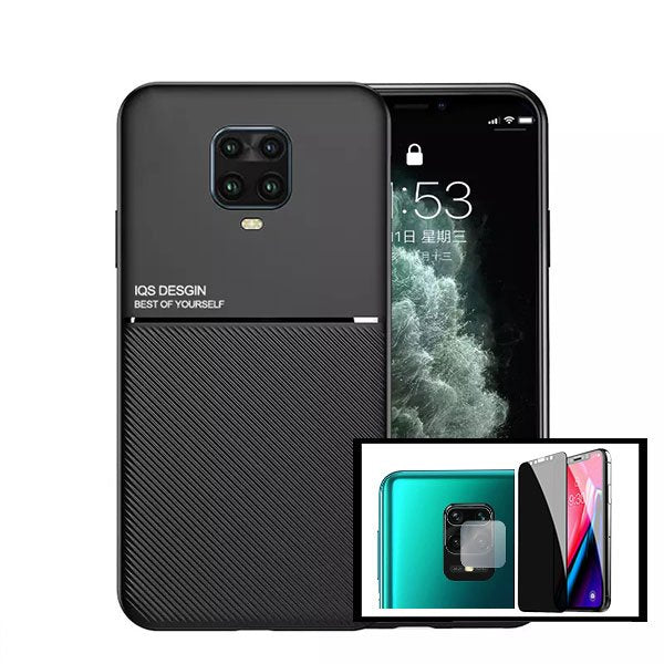 Kit Capa Magnetic Lux + Anti-Spy 5D Full Cover + Película de Câmara Traseira para Xiaomi Redmi Note 10 Lite