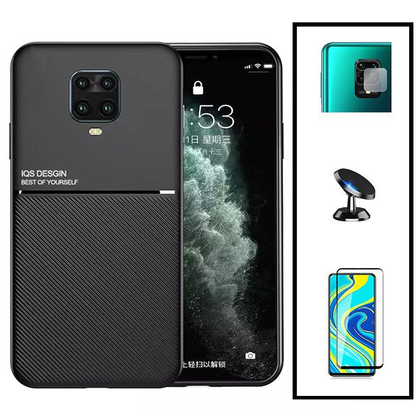 Kit Capa Magnetic Lux + Anti-Spy 5D Full Cover + Película de Câmara Traseira + Suporte Magnético de Carro para Xiaomi Redmi Note 10 Lite