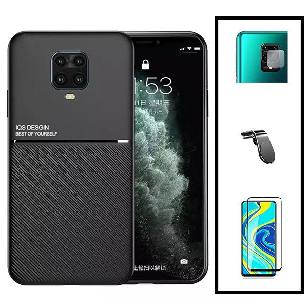 Kit Capa Magnetic Lux + 5D Full Cover + Película de Câmara Traseira + Suporte Magnético L Safe Driving para Xiaomi Redmi Note 10 Lite